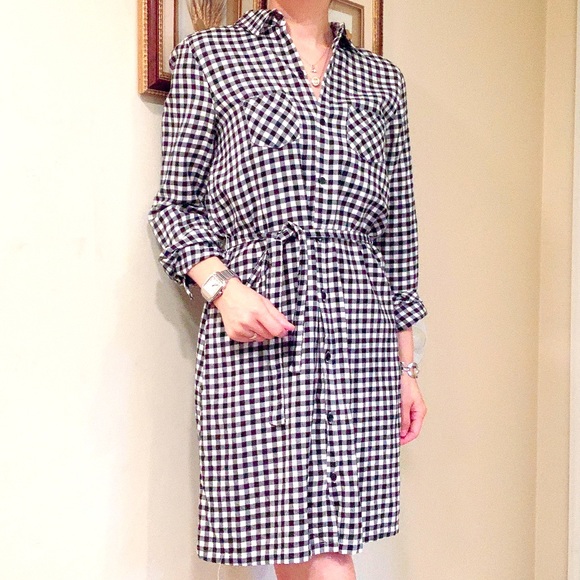 B&W Cotton Shirt Dress (Size XS) - Picture 2 of 6